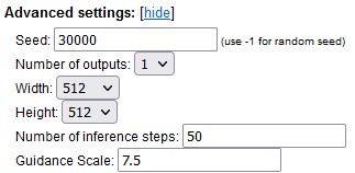 Screenshot of advanced settings