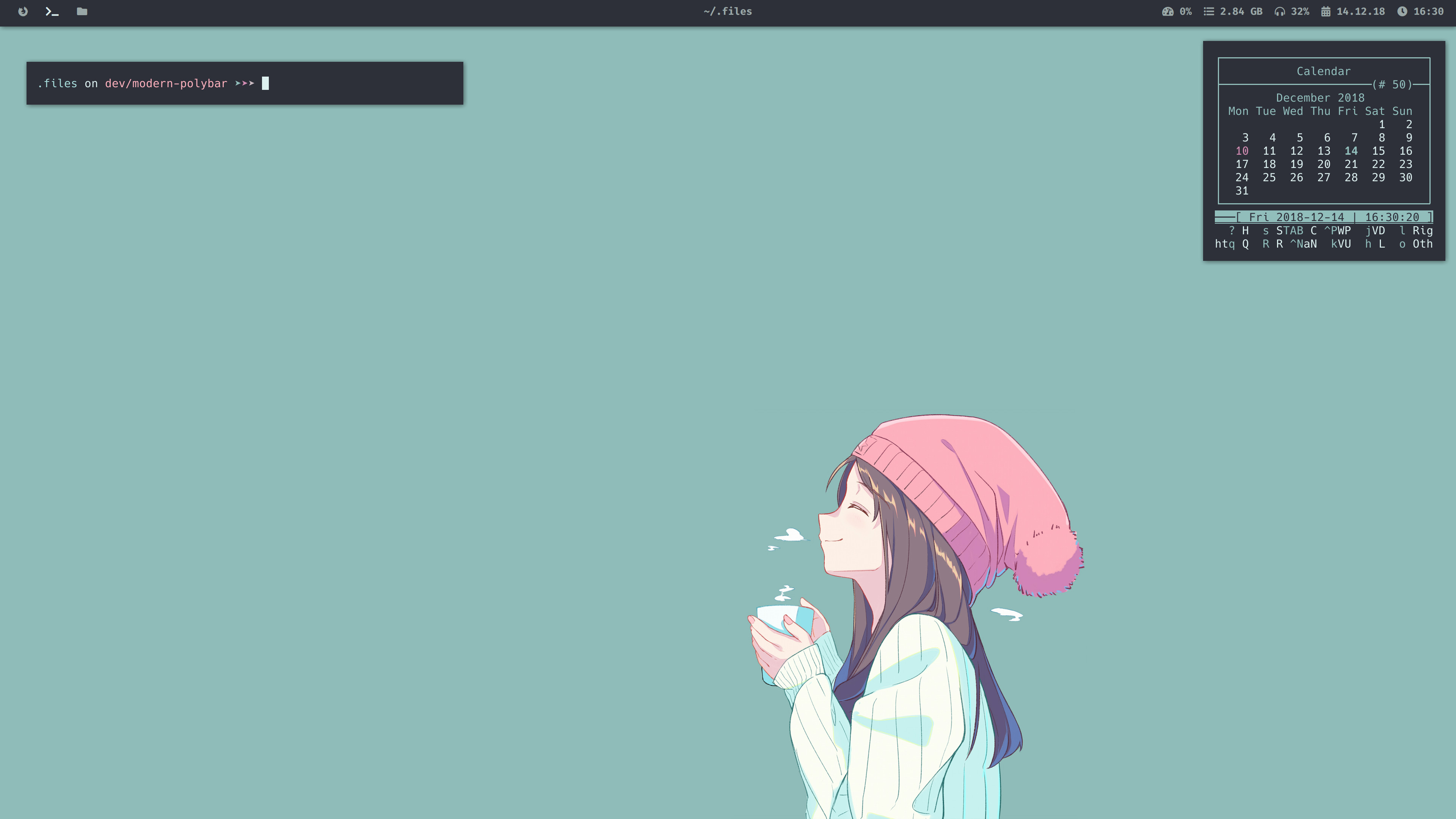 Screenshot of Tari, my Arch Linux setup.