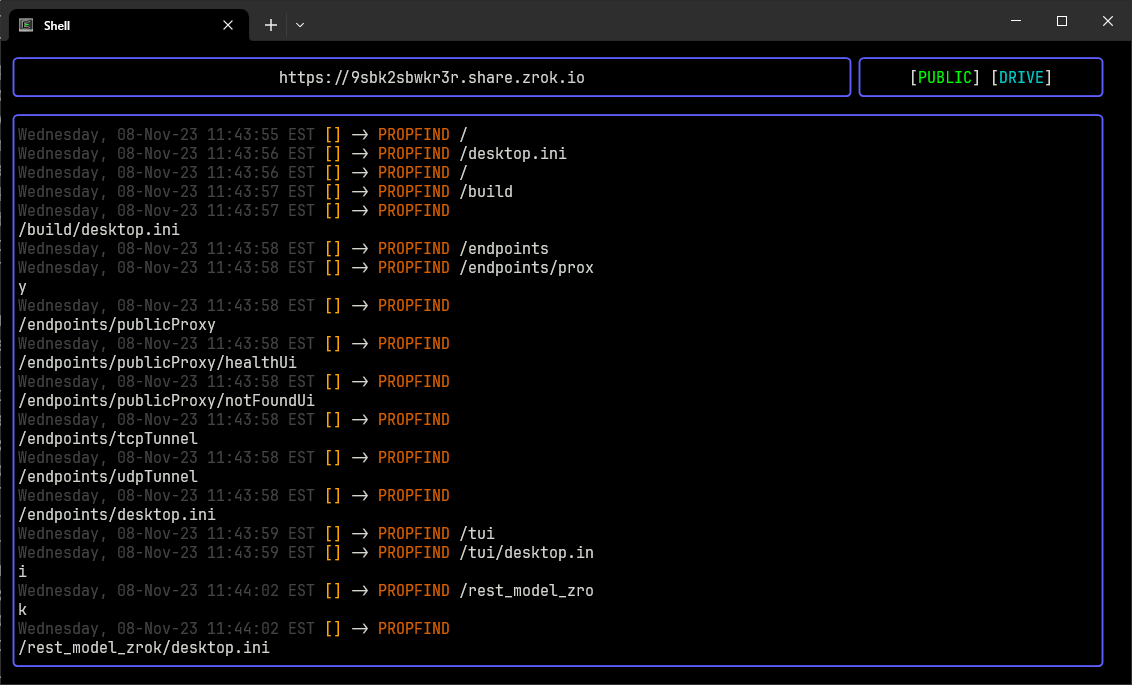 zrok share public -b drive